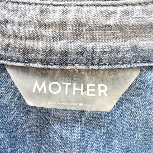 MOTHER  Chambray Denim Short Sleeved Button Up Shirt - M - Picture 5 of 9